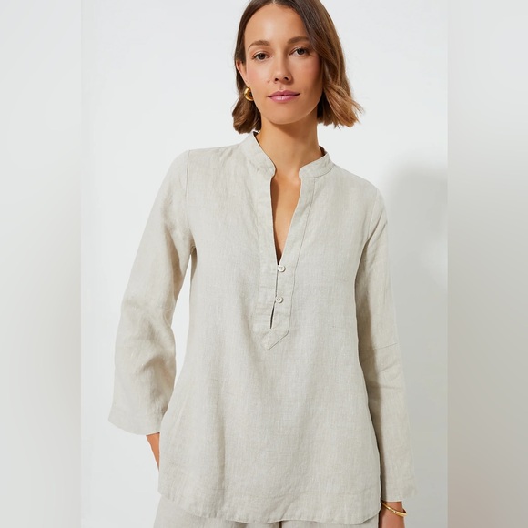 Tuckernuck Tops - Tuckernuck 100% Natural Linen Tatum Popover Tunic Blouse Small